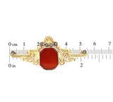 14k Yellow Gold Antique Rose Cut Genuine Natural Diamond Carnelian Pin (#J5635)