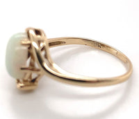 10k Yellow Gold Australian Genuine Natural Opal Bypass Ring Size 6 (#J6782)