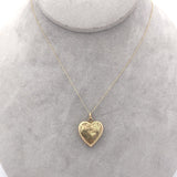 9k Yellow Gold Heart Shaped Locket with Engraved Flowers (#J6431)