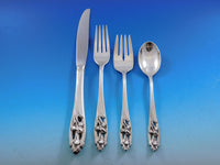 Silver Iris by International Sterling Silver Flatware Set for 8 Service 43 pcs