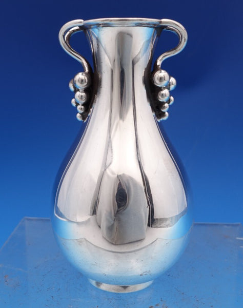 Grape by E. Dragsted Danish Sterling Silver Vase 3-D Grapes #176 4 1/4" (#8475)