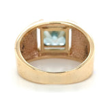 14k Yellow Gold 5.27 Carat Blue Genuine Natural Zircon Men's Ring Size 9 #J6919