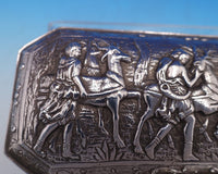 Joseph Yager German Sterling Silver Box Stag Hunt w/Hanau Pseudo Hallmarks #8081