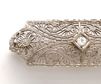 14k White Gold Genuine Natural Diamond Filigree Pin Jewelry (#J6273)