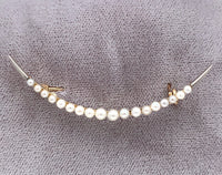 14k Yellow Gold Victorian Crescent Seed Pearl Pin 1 7/8" Long Jewelry (#J6090)