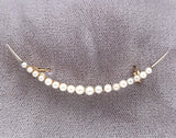 14k Yellow Gold Victorian Crescent Seed Pearl Pin 1 7/8" Long Jewelry (#J6090)