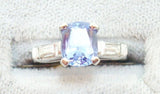 Platinum 1.26ct Genuine Natural Tanzanite Ring with Baguette Diamonds (#J2645)