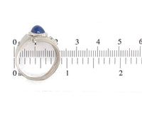14k Gold Men's Blue Star Synthetic Lab-Created Sapphire Diamond Ring (#J6642)