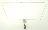 14k Gold Briolette Cut Genuine Natural Smoky Quartz Pendant w/ Diamonds (#J3715)