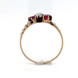 10k Gold Opal, Synthetic Lab-Created Ruby/Paste, and Pearl Victorian Ring #J6290