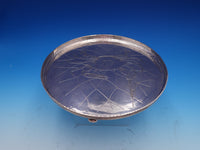 Whiting Sterling Silver Salver Tray with Large Acid Etched Crab In Net 989 #0134