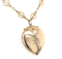 9k Top Victorian Heart Shaped Locket w/Paste Stones Gold Filled Chain (#J6519)