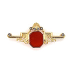 14k Yellow Gold Antique Rose Cut Genuine Natural Diamond Carnelian Pin (#J5635)