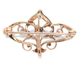Victorian 10k Rose Gold Watch Pin with Pearls and Blue Paste Stones (#J7545)