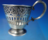 Webster Sterling Silver Demitasse Cup Pierced Engraved Flowers w/ Liner (#6310)