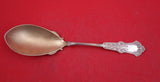 Alhambra by Whiting Sterling Silver Berry Spoon Gold Washed stippled 9 1/4"