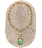 14k Yellow Gold Art Deco Filigree Jadeite Jade Necklace w/ GIA Report (#J5664)