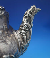 English Victorian Sterling Silver Tea Pot 3-D Finial Figural Japanesque (#6465)