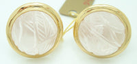14k Yellow Gold Genuine Natural Rose Quartz Bracelet and Earring Set (#J2470)