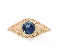 14k Yellow Gold Filigree Ring with .63ct Genuine Natural Sapphire (#J6403)