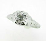 18k White Gold Filigree .66ct Genuine Natural Diamond Ring Love Birds (#J5097)
