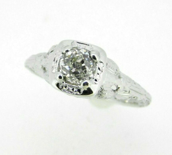 18k White Gold Filigree .66ct Genuine Natural Diamond Ring Love Birds (#J5097)