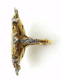 10k Gold Huge Oval Genuine Natural Cameo Ring with Diamonds (#J3735)