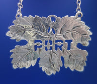 Sterling Silver Liquor Label "Port" Cast Leaf 2 1/8" x 1 1/2" (#6862)