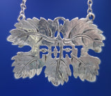 Sterling Silver Liquor Label "Port" Cast Leaf 2 1/8" x 1 1/2" (#6862)