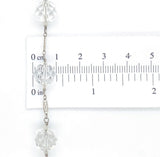 14k White Gold Art Deco Genuine Natural Rock Crystal Bead Bracelet (#J7032)