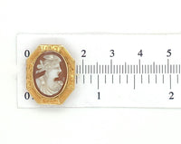 10k Yellow Gold Genuine Natural Shell Cameo Small Pendant Pin Jewelry (#J6892)