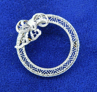 Art Deco 14k White Gold Filigree Bow Ribbon Pin (#J4749)