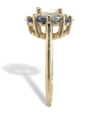 14k Yellow Gold Genuine Natural Moonstone and Sapphire Ring Size 6.25 (#J7618)