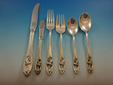 Silver Iris by International Sterling Silver Flatware Set 8 Service 50 Pieces