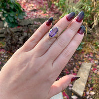 10k Yellow and White Gold Filigree Genuine Natural Amethyst Ring Flowers #J6346