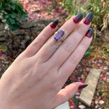 10k Yellow and White Gold Filigree Genuine Natural Amethyst Ring Flowers #J6346