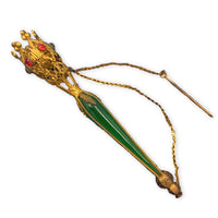 Gilt Tussie Mussie with Red Glass Gems and Green Glass Handle (#J7461)