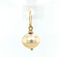 14k Yellow Gold Golden South Sea Pearl Drop Earrings Jewelry (#J6118)