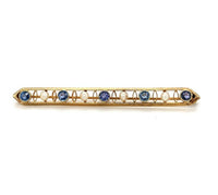 14k Antique Montana Sapphire and Pearl Bar Pin (#J5383)