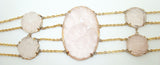 14k Yellow Gold Genuine Natural Rose Quartz Bracelet and Earring Set (#J2470)