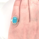 10k Gold 2.09ct Robin's Egg Blue Genuine Natural Turquoise Filigree Ring #J6138