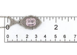 Art Deco 10k White Gold Filigree Pendant Necklace with Pink Stone (#J7357)