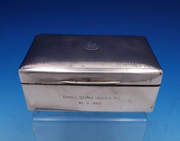 English Estate Sterling Silver Cigarette Box "Pax in Bello" w/Presentation #7936