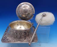 Louis XV Sterling Silver Powder Puff Vanity Base Cupids c1890 Rare Huge (#8376)