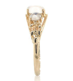 14k Yellow Gold Three-Stone Genuine Natural Moonstone Ring Size 6 (#J6926)