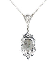 14k Gold Filigree 2.20 Carat Genuine Natural Gold Vein Quartz Pendant (#J7027)