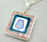 Jim Kaufmann Sterling Rhodochrosite Genuine Natural Opal Inlay Pendant (#J5032)