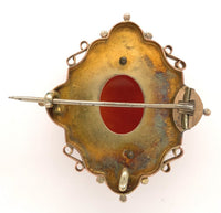 10k Rose Gold Victorian Genuine Natural Agate Cameo Pin Jewelry (#J6194)