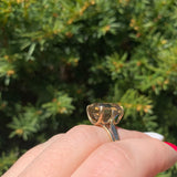 14k Gold Handwrought Emerald Cut Genuine Natural Smoky Quartz Ring (#J6607)