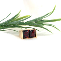 14k Yellow Gold Men's Modern Genuine Natural Garnet Ring Size 8.5 (#J7305)